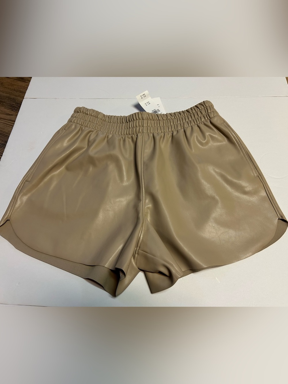 Abercrombie & Fitch Vegan Leather High-Waist Shorts - Taupe- Medium - New w/ tag